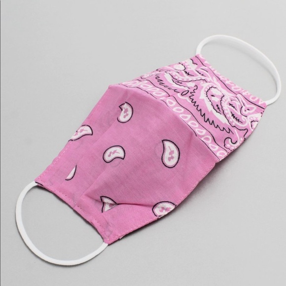 Pink Paisley Print Bandana Face Mask - Picture 2 of 2